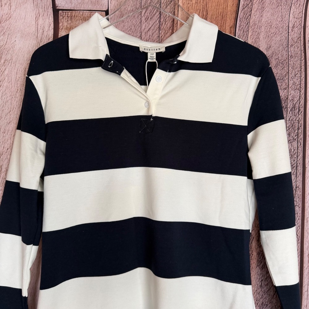 Stellah Polo Mini Dress Brighton Preppy Nautical Stripe Petite Coastal XSP NWT - Picture 3 of 9